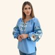 Жіноча вишиванка Boho &laquo;Romashka&raquo; блакитна, льон VW21 фото