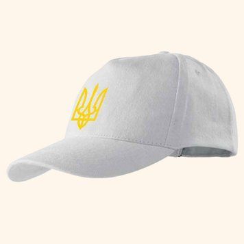 Кепка бейсболка Тризуб жовтий, біла &mdash; п&rsquo;ятиклинка cap4 фото