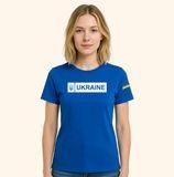 Жіноча футболка з принтом &laquo;Ukraine-прапор&raquo;, синя FW55 фото
