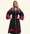 Жіноча вишита сукня &laquo;Троянда чорна&raquo; з червоною вишивкою - льон SW09 фото