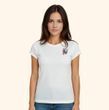 Жіноча футболка з вишитим тризубом Петриківка&mdash; біла, короткий рукав FW18 фото