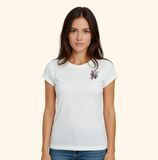 Жіноча футболка з вишитим тризубом Петриківка&mdash; біла, короткий рукав FW18 фото