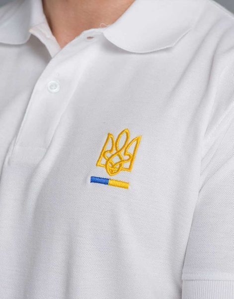 Чоловіче поло з вишивкою &laquo;Тризуб&raquo; біле PM01 фото