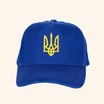 Кепка бейсболка &laquo;Тризуб&raquo; синя з жовтою вишивкою cap14 фото